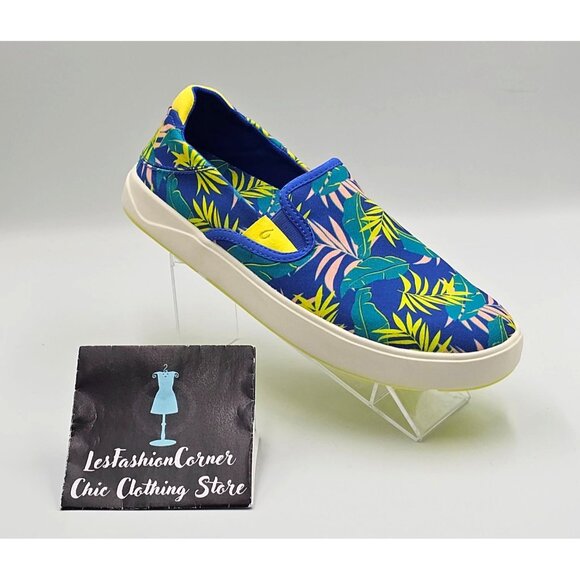 NWT OluKai Men's Laeahi Pai Sunset Blue Aloha Canvas Slip-On Sneakers Sz 10 2845 - Picture 13 of 16